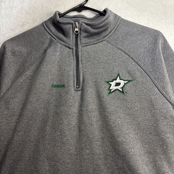 NHL Dallas Stars Sweater Youth Large Gray 1/4 Zip Pullover Reebok Hockey - Picture 2 of 8